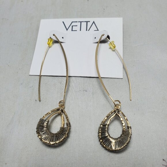 Vetta gold with silver wire wrap threader earring - Picture 2 of 5